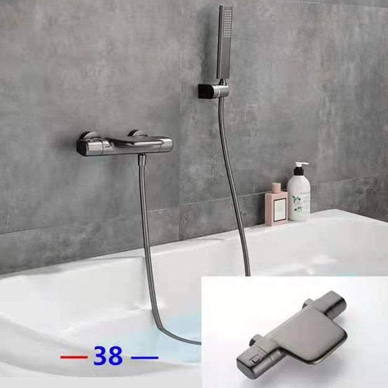 Gun metal thermostatische badkraan met handdouche