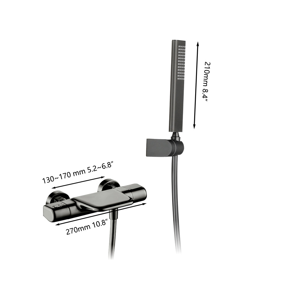 Gun metal thermostatische badkraan met handdouche