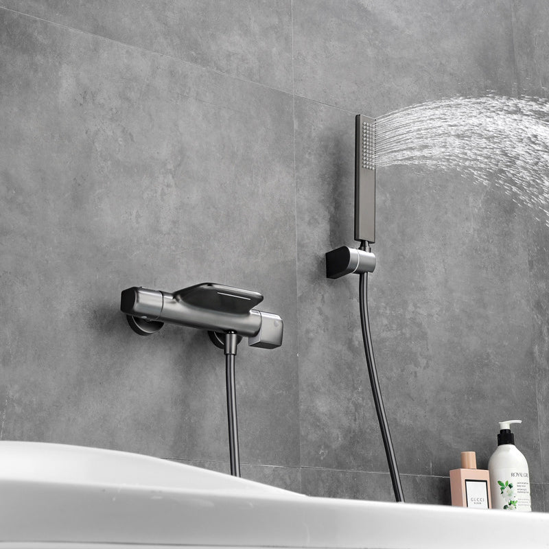 Gun metal thermostatische badkraan met handdouche