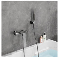 Gun metal thermostatische badkraan met handdouche