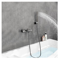 Gun metal thermostatische badkraan met handdouche