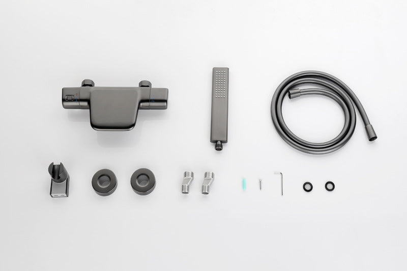 Gun metal thermostatische badkraan met handdouche