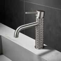 Gun metal wastafelkraan laag model met keramische schijven