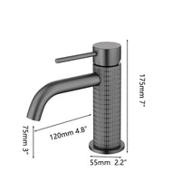 Gun metal wastafelkraan laag model met keramische schijven