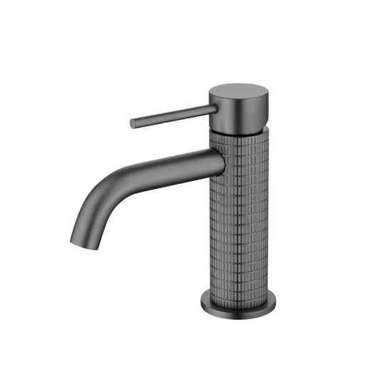 Gun metal wastafelkraan laag model met keramische schijven