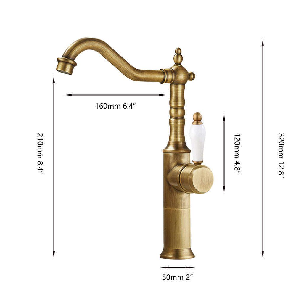 Landelijke wastafelkraan bronskleur – nostalgisch model