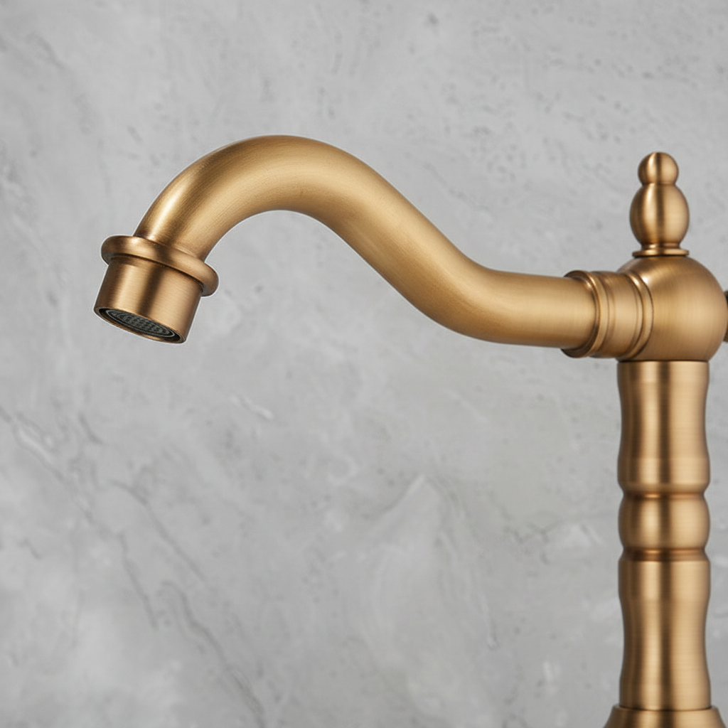 Landelijke wastafelkraan bronskleur – nostalgisch model