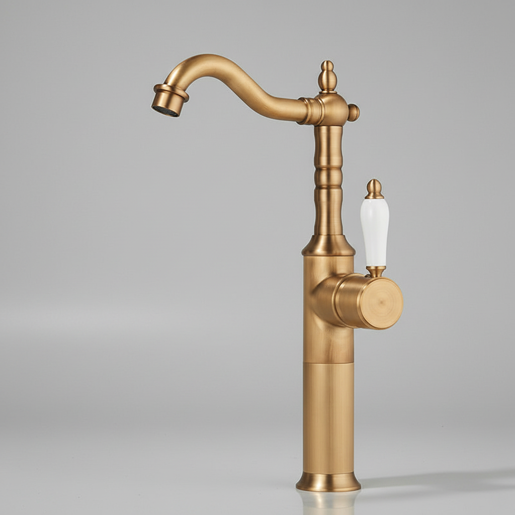 Landelijke wastafelkraan bronskleur – nostalgisch model