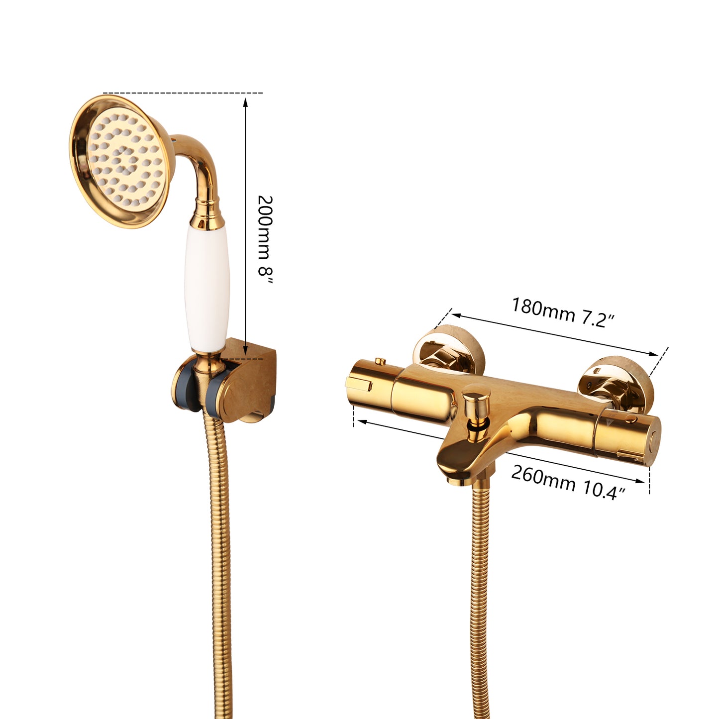 Gouden thermostatische badkraan