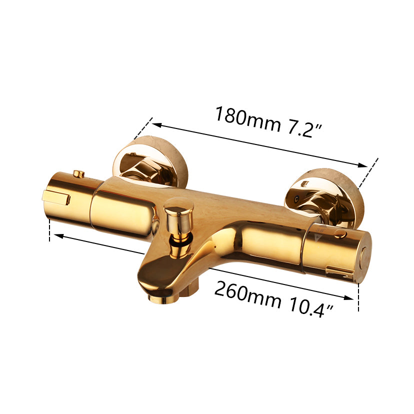 Goudkleurige thermostatische badkraan