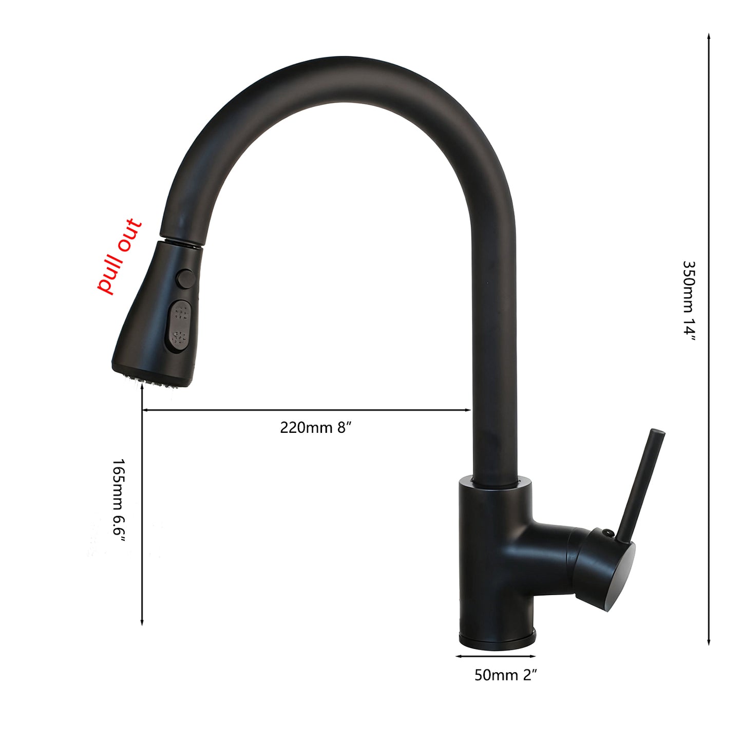 Zwarte keukenkraan met uittrekbare sproeikop