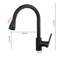 Zwarte keukenkraan met uittrekbare sproeikop