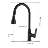 Zwarte keukenkraan met uittrekbare sproeikop