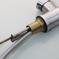 Geborsteld nikkel keukenkraan met uittrekbare sproeikop