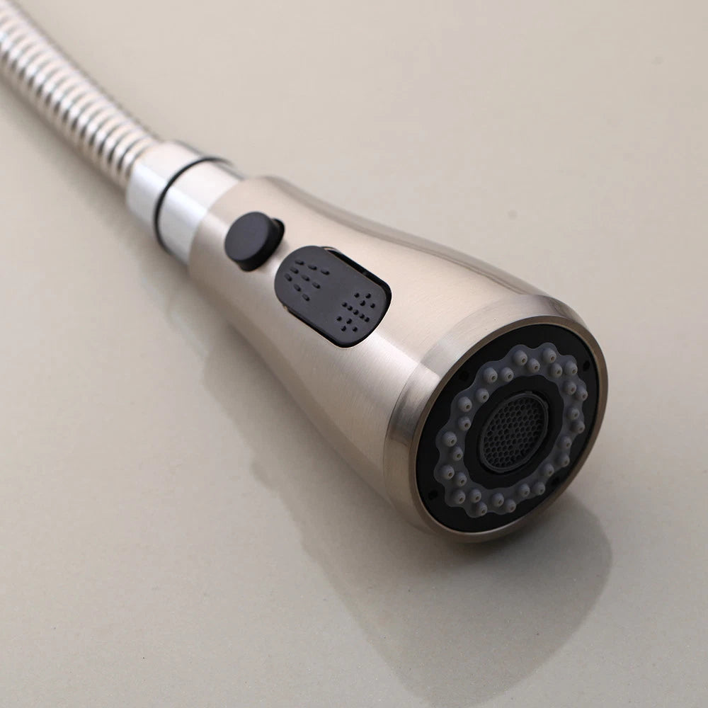 Geborsteld nikkel keukenkraan met uittrekbare sproeikop