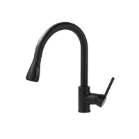 Zwarte keukenkraan met uittrekbare sproeikop