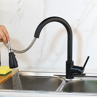 Zwarte keukenkraan met uittrekbare sproeikop