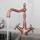 Copper-colored mixer tap with swivel neck