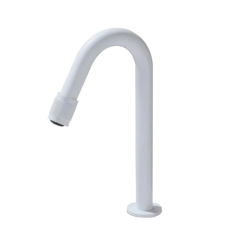 Witte koudwater fonteinkraan – bediening aan de uitloop