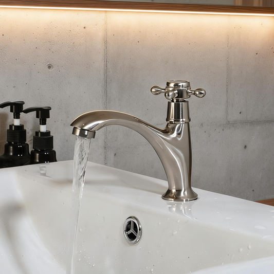 Nostalgische geborsteld nikkel koudwaterkraan