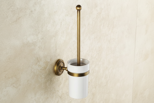 Landelijke toiletborstel met houder bronskleur – wandmontage