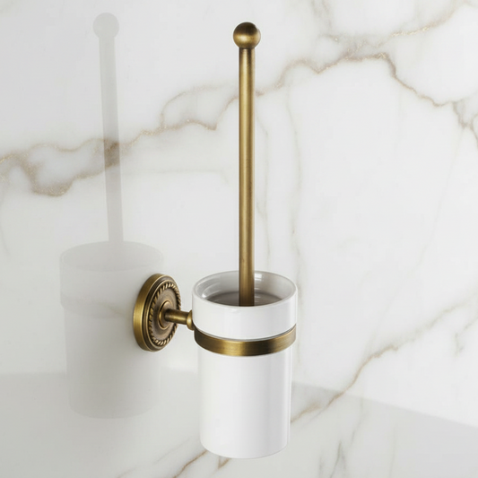 Badique Landelijke toiletborstel met houder bronskleur – wandmontage