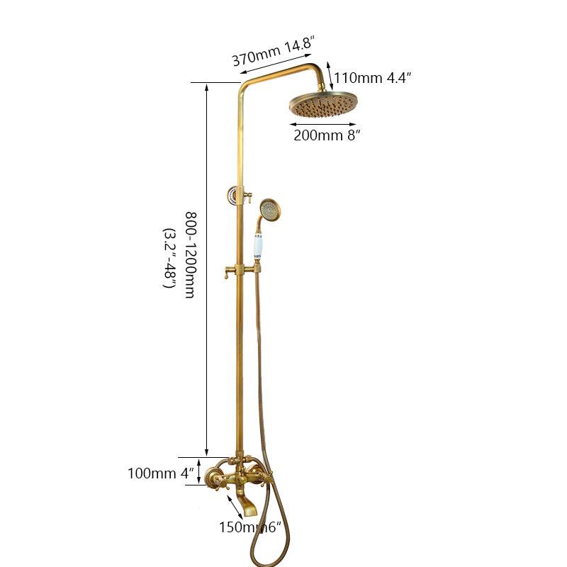 Landelijke opbouw regendouche met baduitloop – bronskleur
