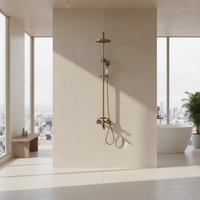 Landelijke opbouw regendouche met baduitloop – bronskleur