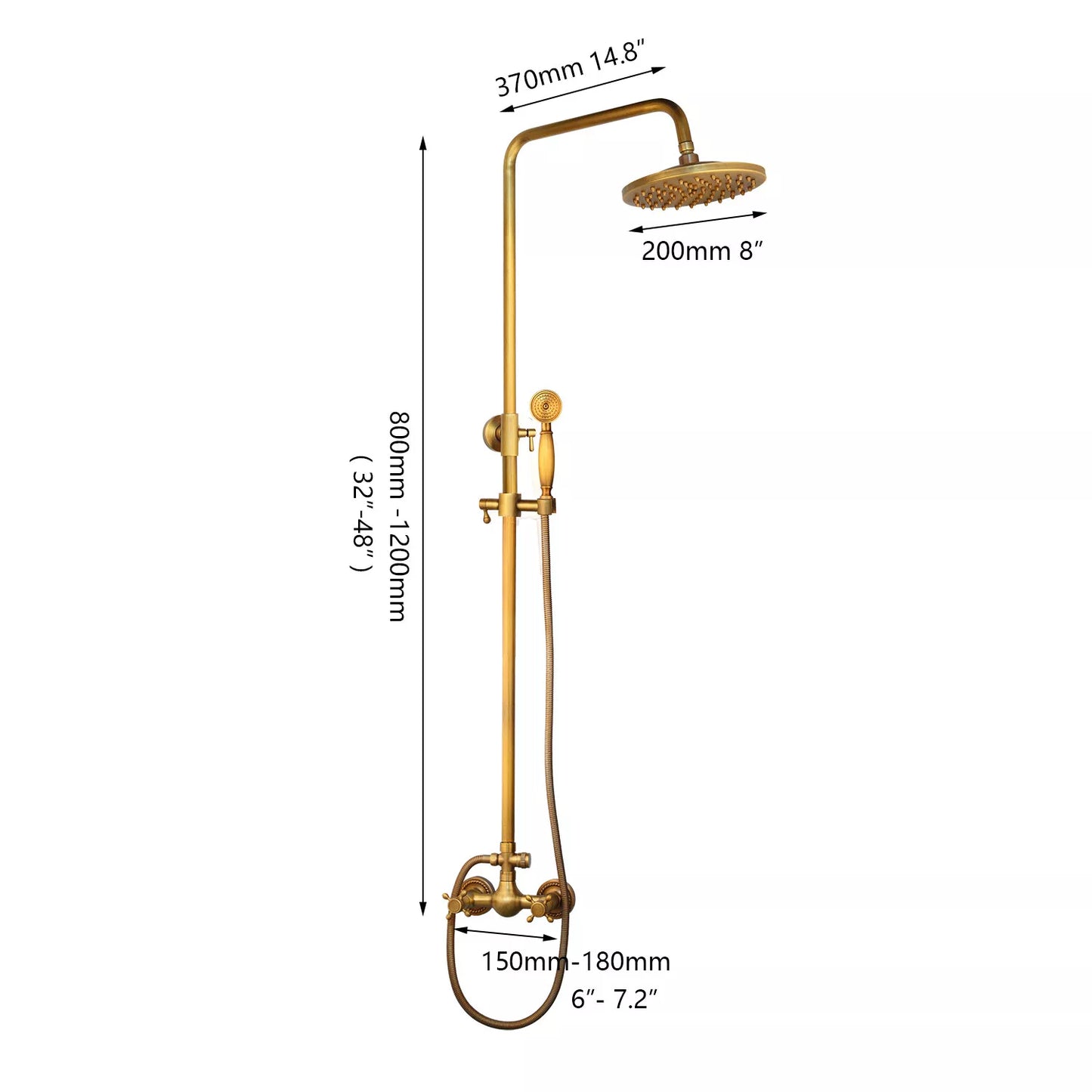 Nostalgische bronzen opbouw doucheset