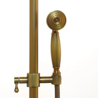 Bronskleurige nostalgische opbouw regendoucheset met baduitloop