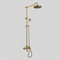 Bronskleurige nostalgische opbouw regendoucheset met baduitloop