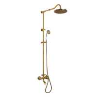 Bronskleurige nostalgische opbouw regendoucheset met baduitloop
