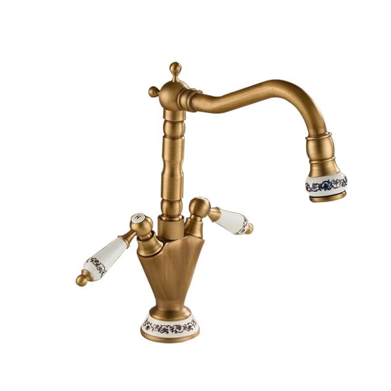 Country-style washbasin mixer | Bronze-colored with ceramic details