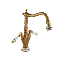 Country-style washbasin mixer | Bronze-colored with ceramic details