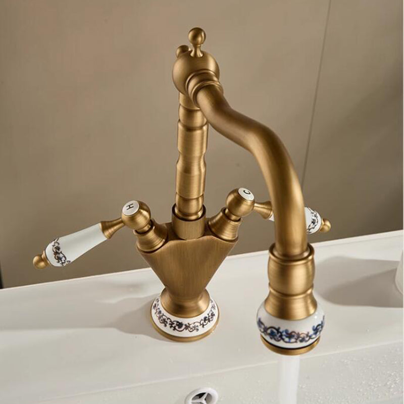 Country-style washbasin mixer | Bronze-colored with ceramic details