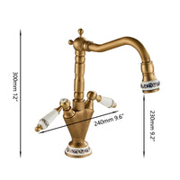 Country-style washbasin mixer | Bronze-colored with ceramic details