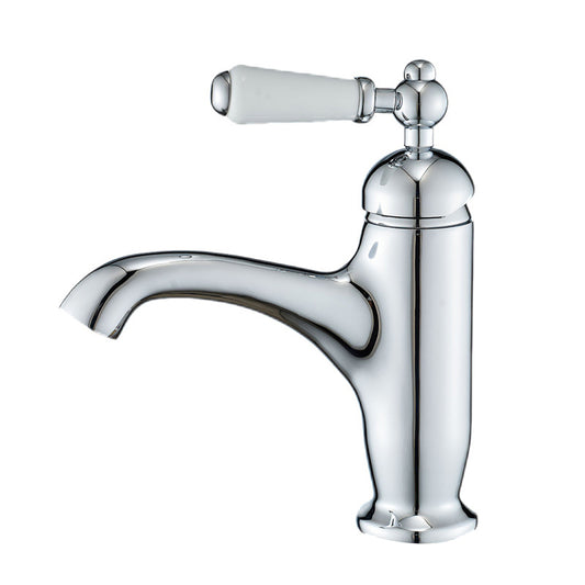 Chroom nostalgische wastafelkraan met keramische hendel