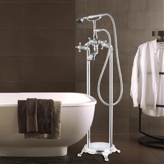 Landelijke chroom vrijstaande badkraan