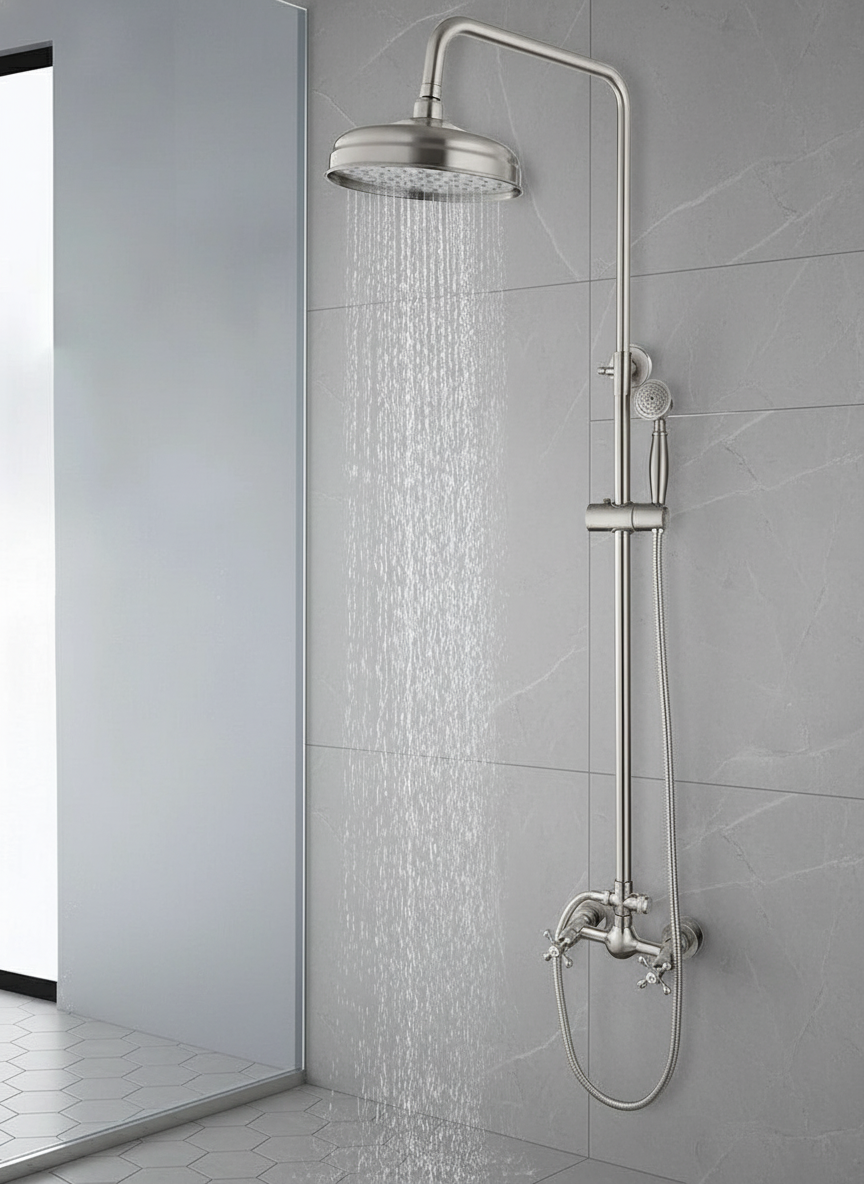 Opbouw regendouche – geborsteld nikkel