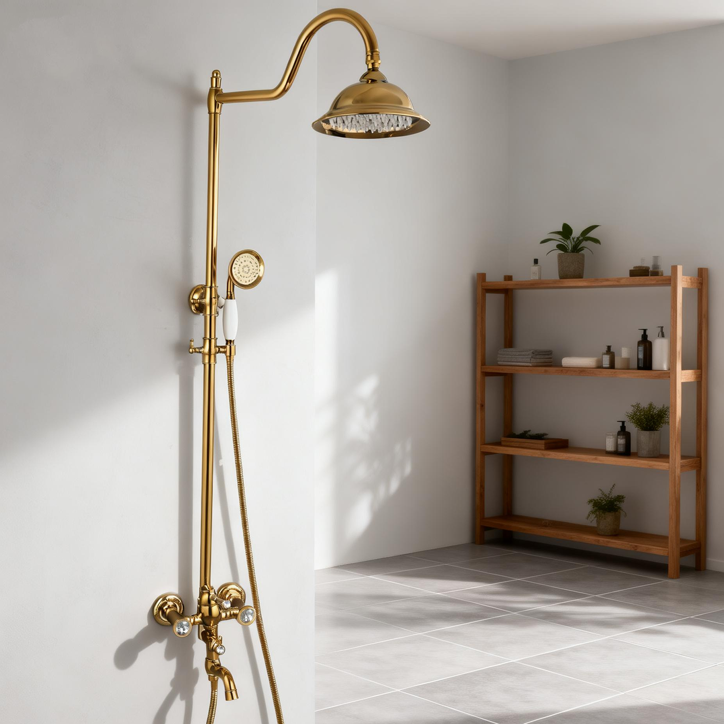 Nostalgische goldfarbene Regendusche
