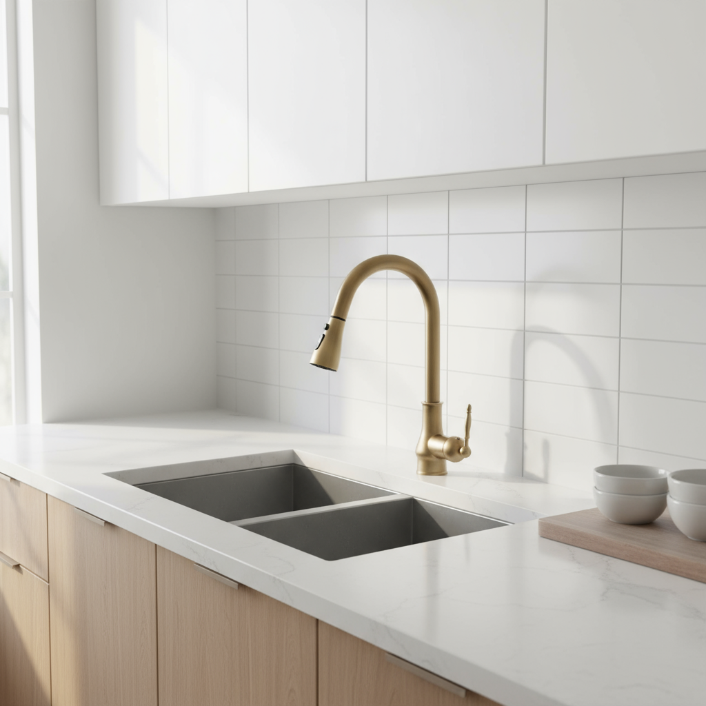 Landelijke keukenkraan antiek brons – uittrekbare sproeikop (3 standen)