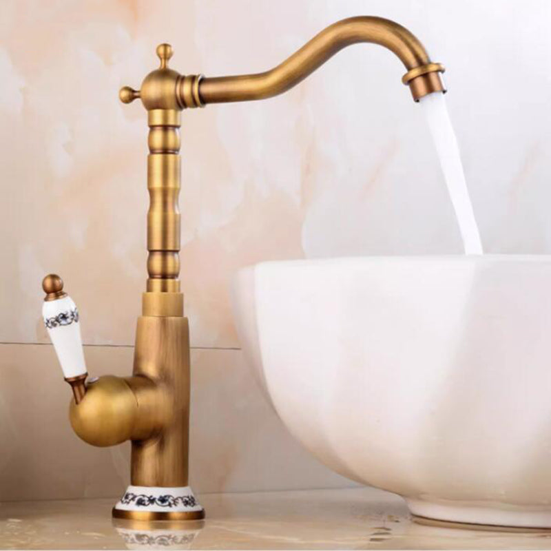 Country-style washbasin mixer | Bronze-colored with ceramic lever