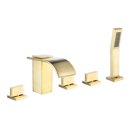 5-delige waterval badkraan – geborsteld goud