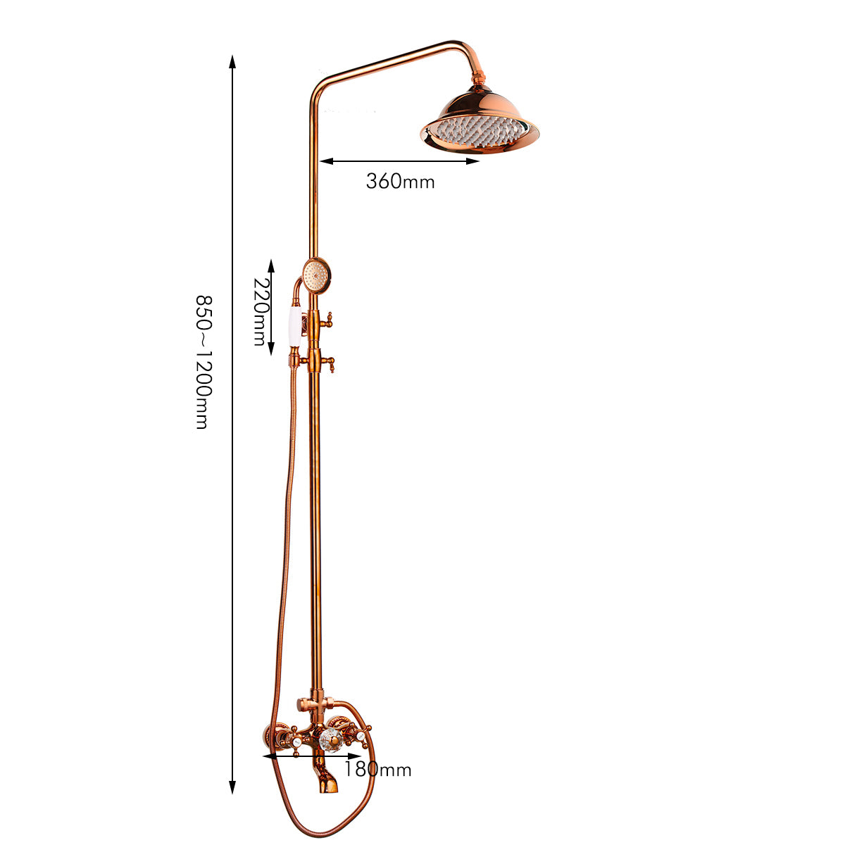 Luxueuze opbouw regendouche – roségoud