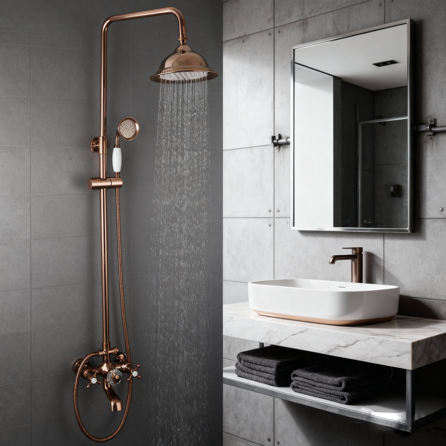 Luxueuze opbouw regendouche – roségoud