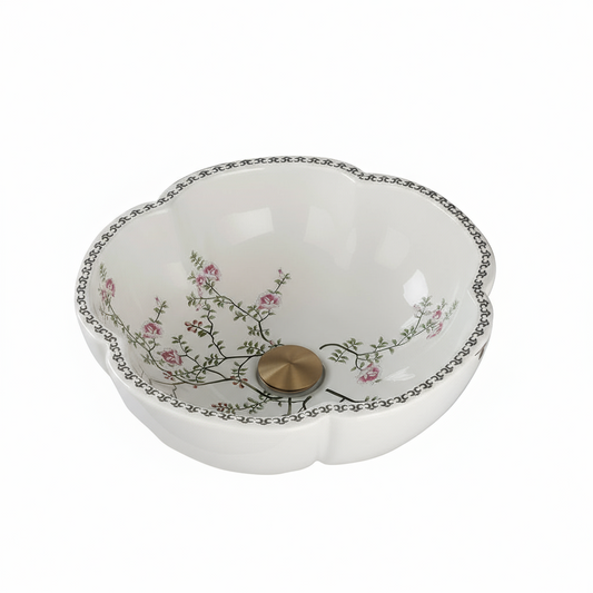 Malvizza Elegante Keramische Waskom – Bloemmotief