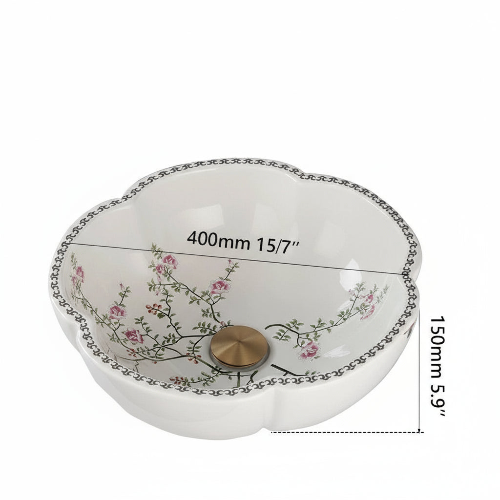 Malvizza Elegante Keramische Waskom – Bloemmotief