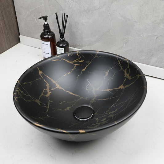 Malvizza Luxe Keramische Waskom – Zwart met Goud