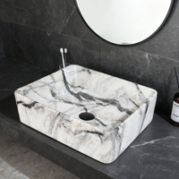 Malvizza keramische waskom in marmerlook – rechthoekig