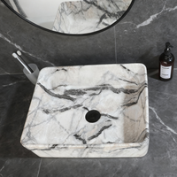 Malvizza keramische waskom in marmerlook – rechthoekig